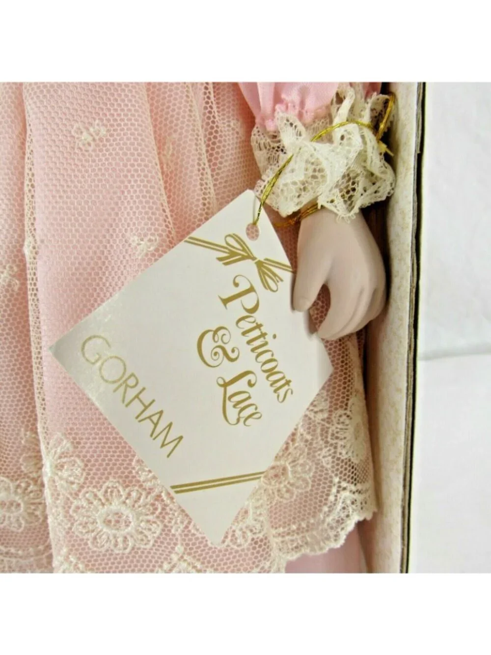 Vintage Gorham Musical Doll Tiffany Petticoats Lace 5th Anniversary Bisque 1984